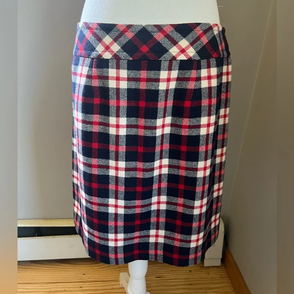 Talbots Plaid Wool Blend Lined Pencil Skirt